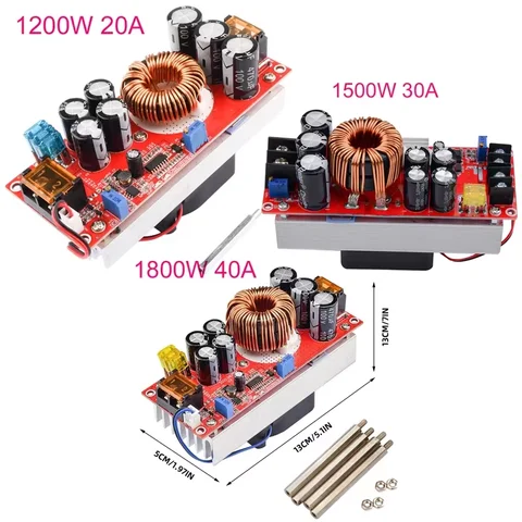 1800/1500/1200W DC-DC Boost Converter Step Up Power Supply Module 10-60V to 12-90V Adjustable Voltage Charger 40/30/20A