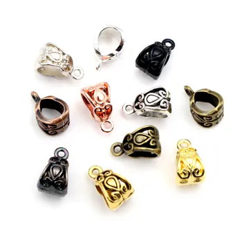 20 sztuk 13x8x8mm koraliki Bails zawieszki tworzenia biżuterii DIY naszyjnik posrebrzane złoto czarne koraliki Bails zawieszki Charm koraliki Bails