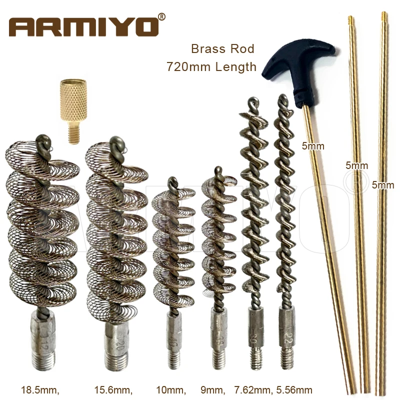 

Armiyo 4mm / 5mm Brass Rotatable Rod Bore Cleaning Steel Spring Brush Tool For 5.5mm 7.6mm 9mm 18.5mm Diameter Hose Hard Pipe