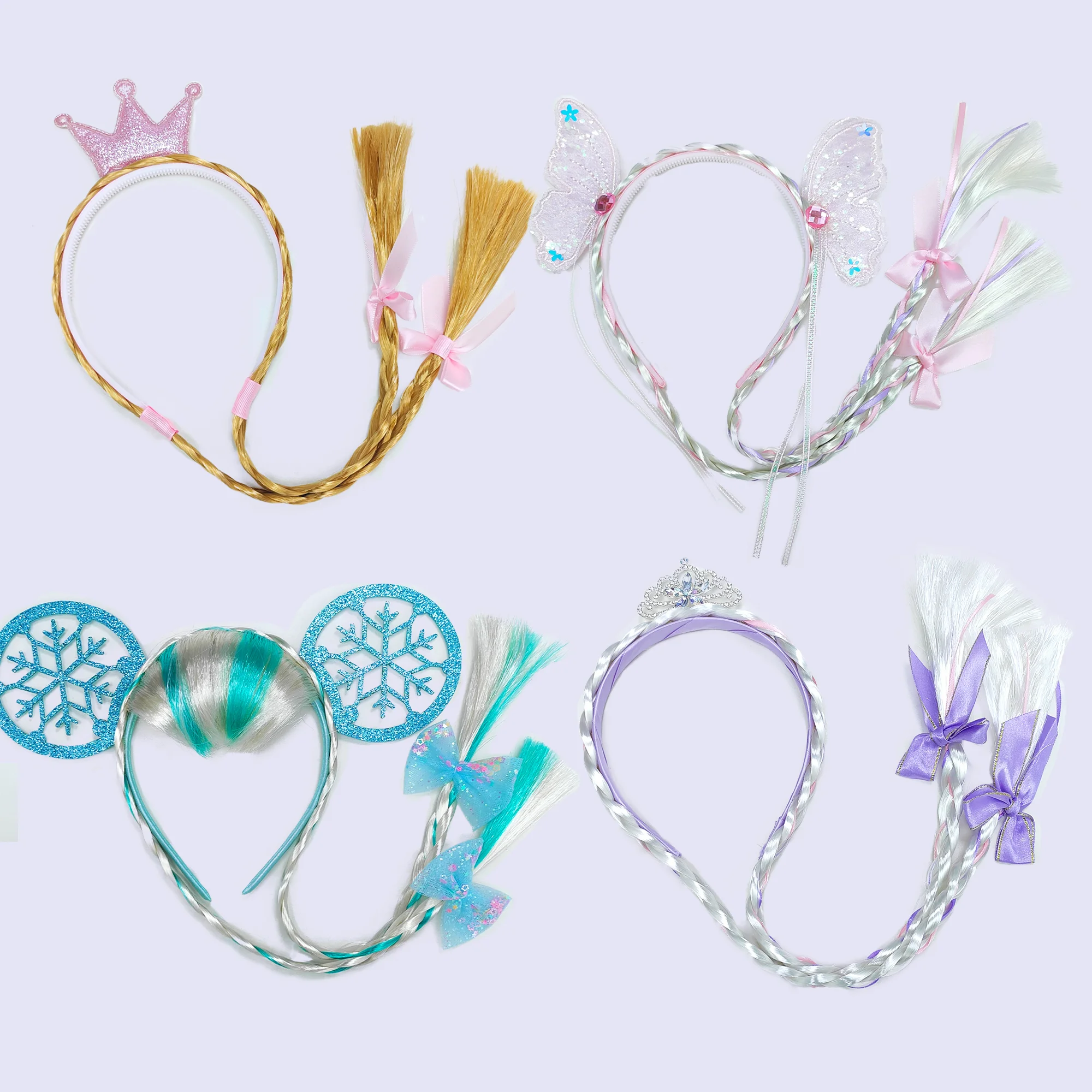 

1Pc Cute and Sweet Princess Wig Long Braid Hair Band Hair Accessories Braid Wig Head Extensions Butterfly Crown