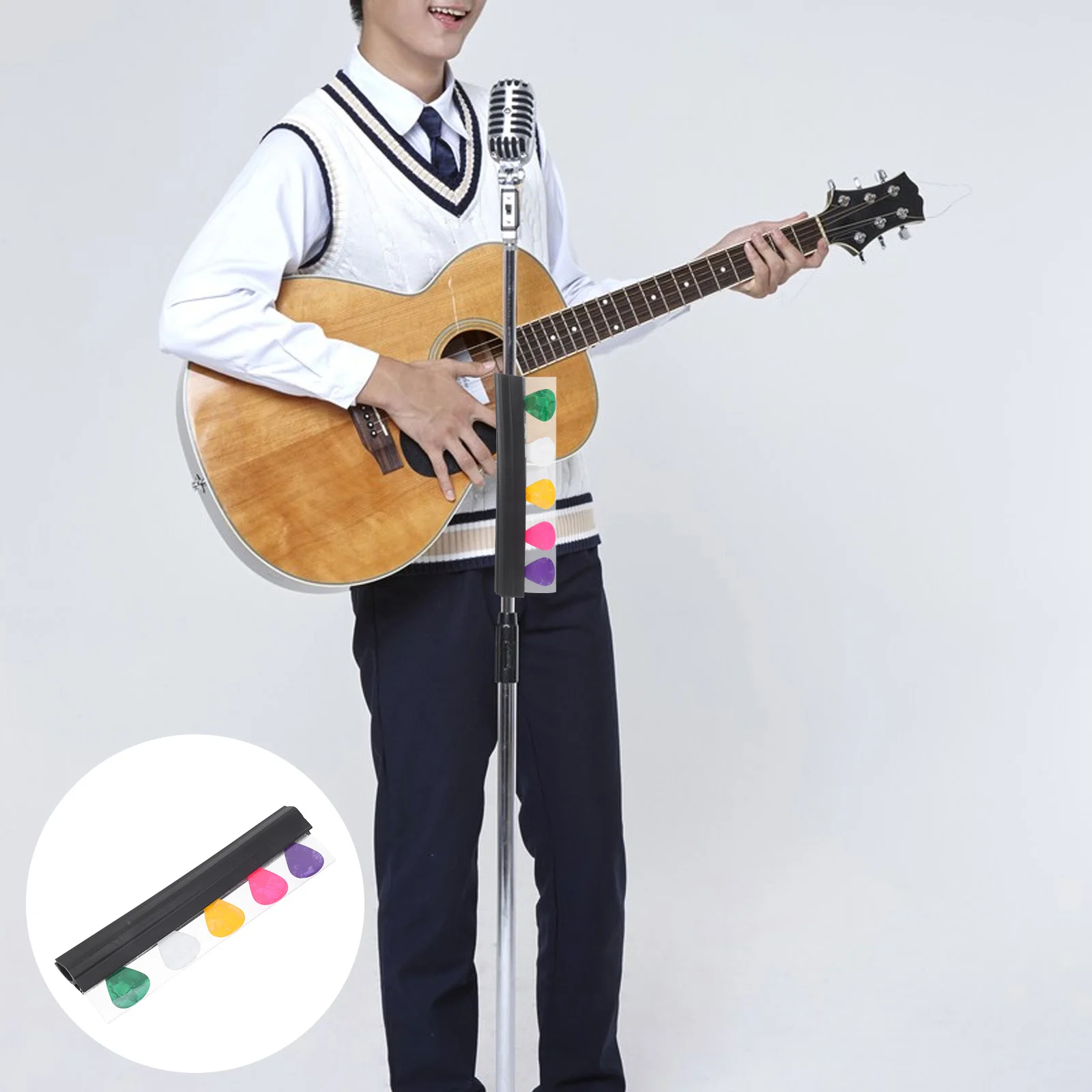 

Pick Clip Guitar Holder for Mic Stands Accessory Storage Clip-on Plastic Picks Mount