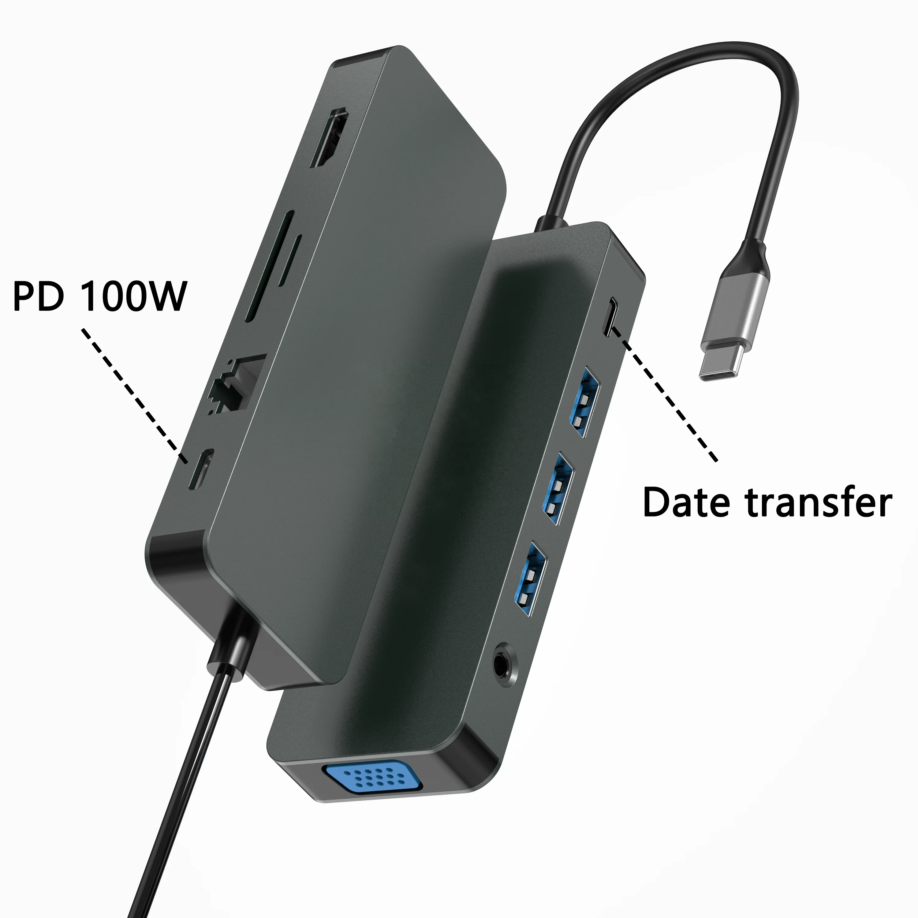 12 in 1 USB C Docking Station with Dual HDTV 4K 60Hz, DP, 3 USB 3.0, PD 100W, Ethernet, SD/TF, Audio for Laptop