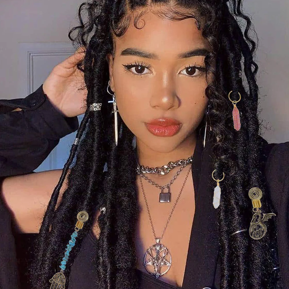 

33pcs Dreadlocks Hair Accessories Crystal Wire Wrapped Braiding Jewelry Reusable Metal Hair Adornment For Diy Styling