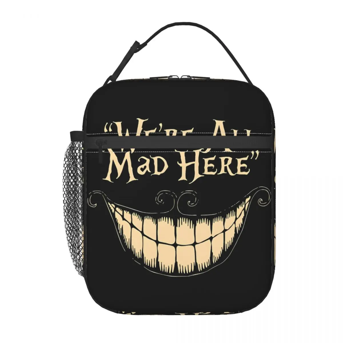 We're All Mad Here Cheshire Cat Insulated Lunch Bags Food Container Bags Portable Cooler Thermal Lunch Boxes For School Office