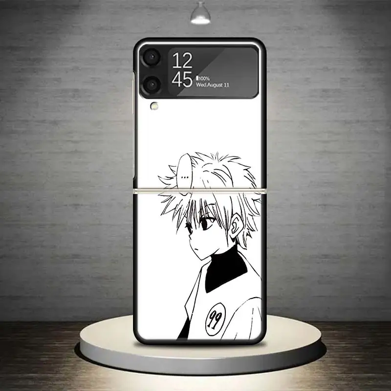 Black White Hunter HXH Phone Case For Samsung Galaxy Z Flip 5 4 3 5G Shockproof Cover For Samsung Z Flip3 Flip4 ZFlip5 Luxury Sh