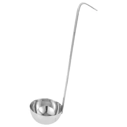 90ml Stainless Steel Soup Spoon Ladle With Hook Handle Serving Spoon For Porridge Sauces Metal Ladle Food Serving