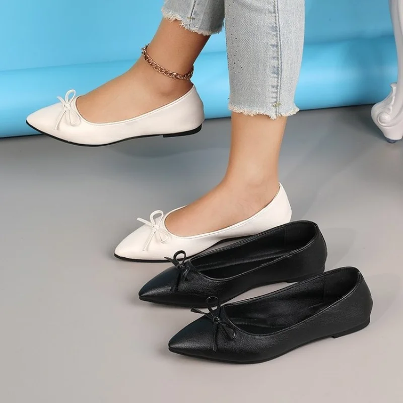 

2026New stylish low-cut versatile Mary Jane shoes with bow for commuting, pointed-toe women's single shoes
