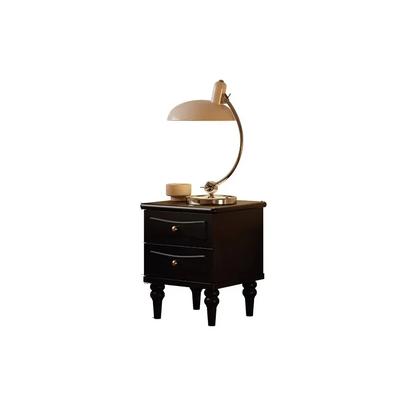 

French retro bedroom solid wood bedside table American simple household small storage cabinet