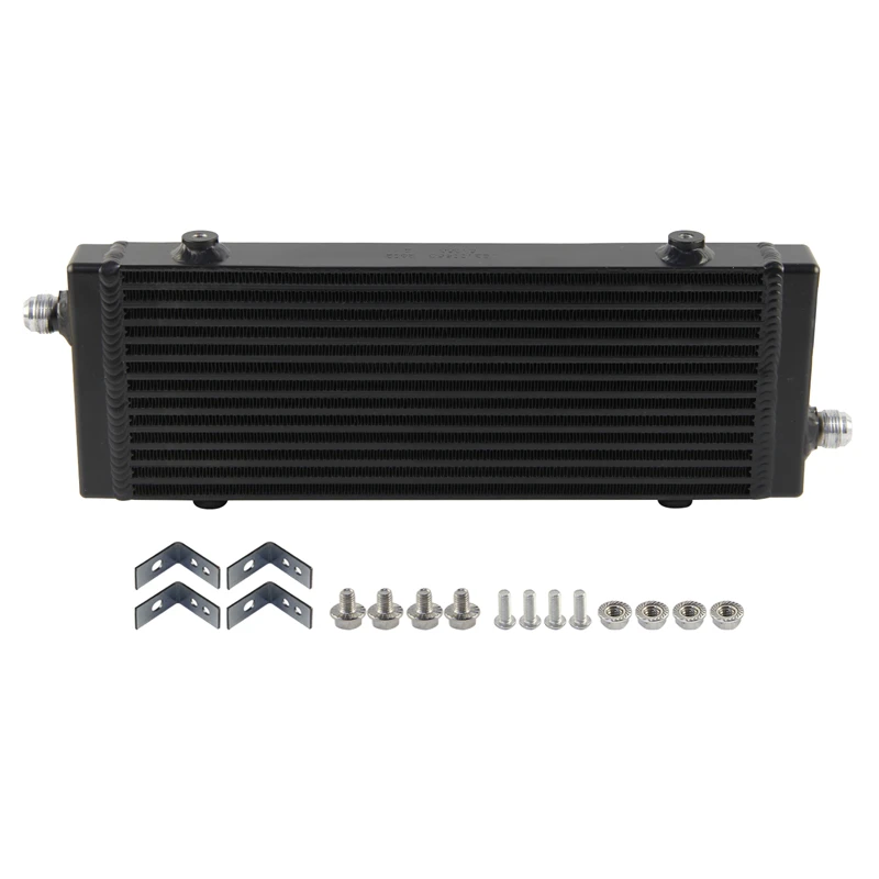 Black/Silver Universal Pass Bar & Plate Oil Cooler - Medium Core:14