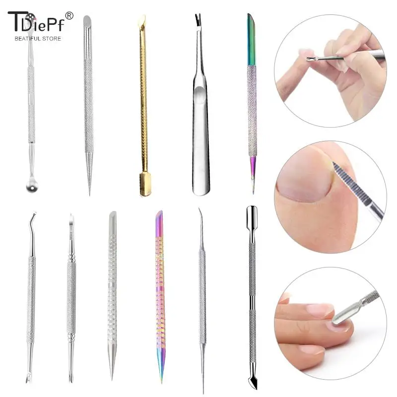 1pcs Double Ended Stainless Steel Cuticle Cleaner Nail Gel Polish Removal, Manicure Pedicure Nail Tools for Fingernails Toenails