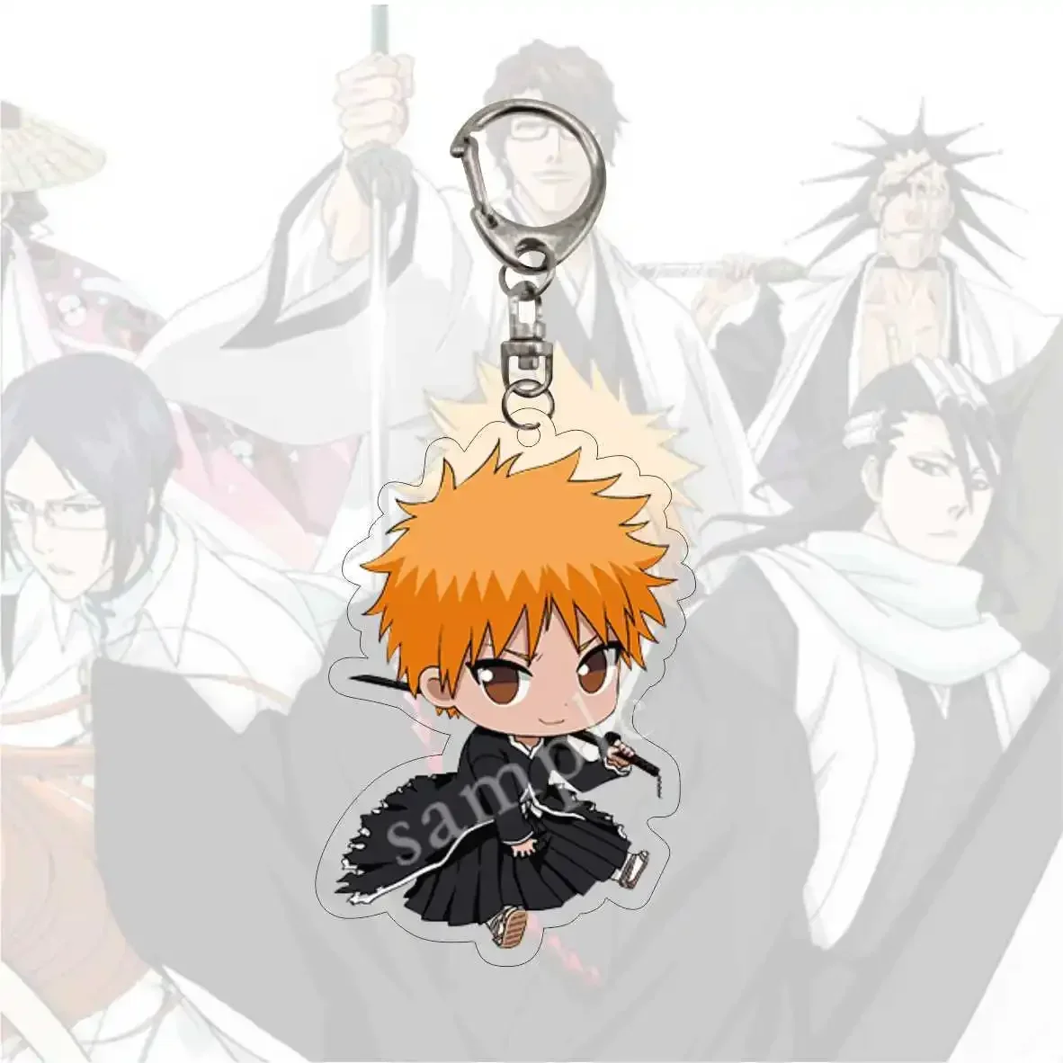 Original Anime Bleach Keychain Anime Cartoon Acrylic Keychain Comical Character Bag Accessories School Pendants