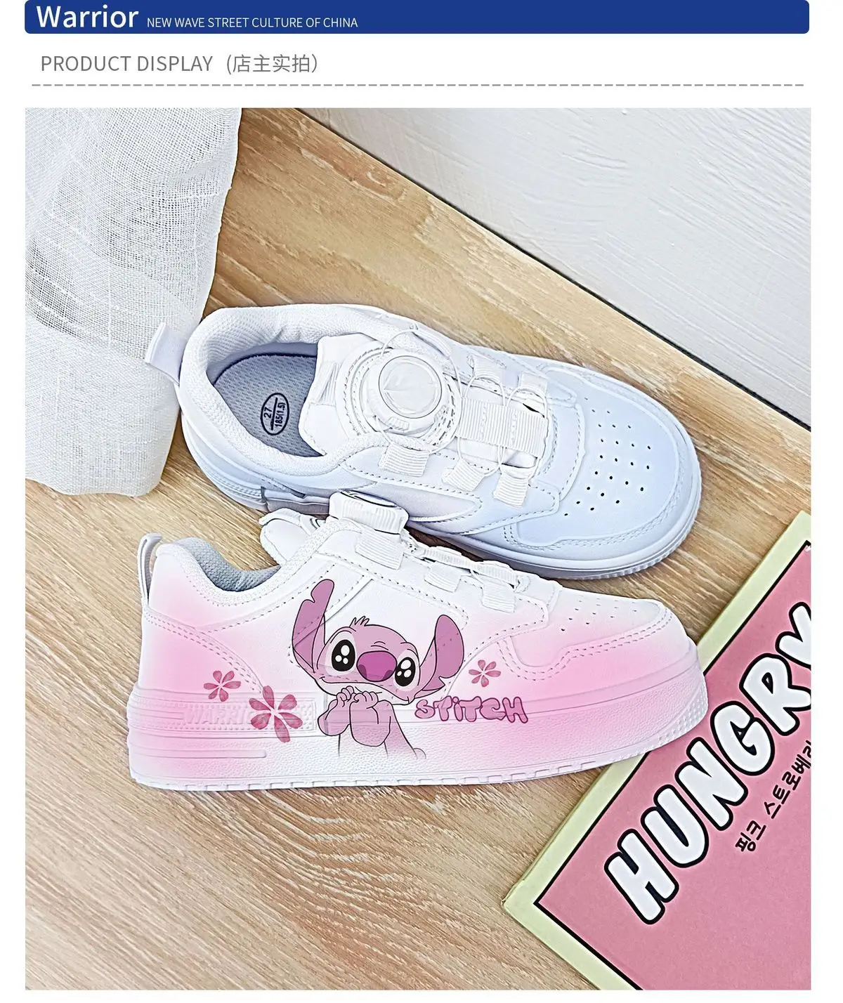 Stitch Sport Shoes Anime Disney angel Tennis Shoes Children print White Shoes Fashion Stitch Casual Sneakers Shoes 25-37