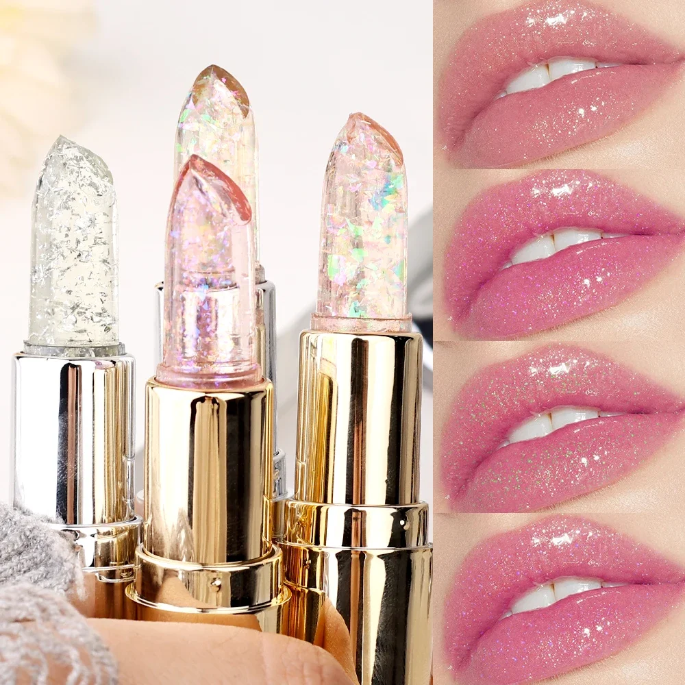 4 Colors Transparent Pearlescent Lipstick Moisturizer Crystal Jelly Lipsticks Sexy Temperature Color Changing Lip Balm Lips Care