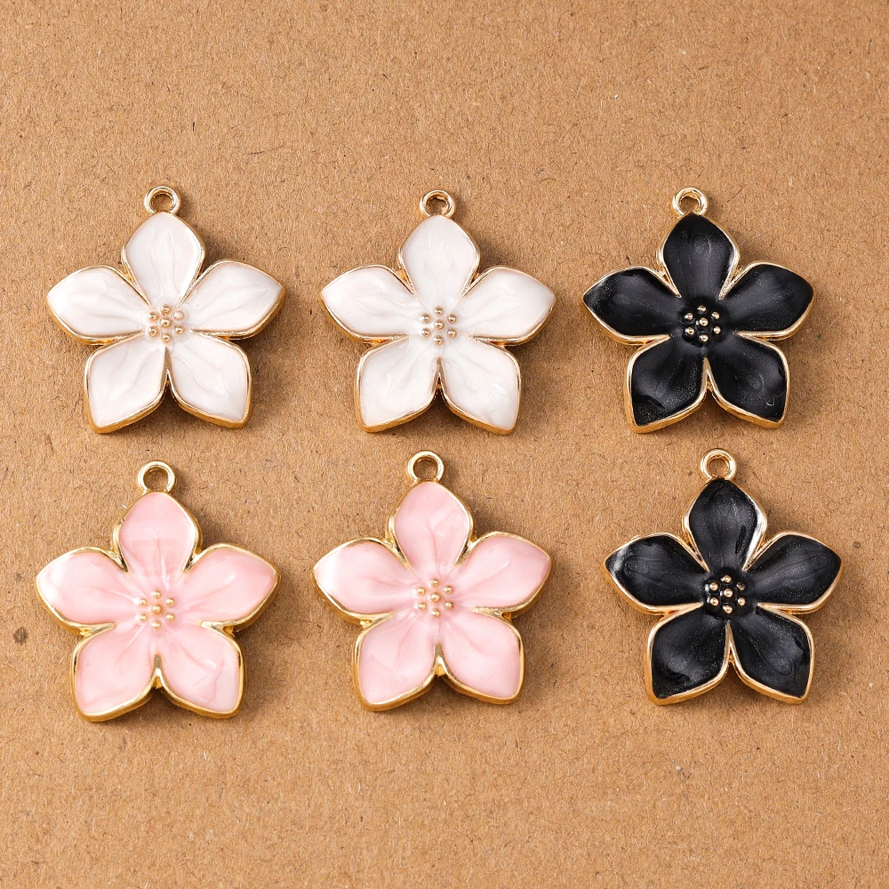

10pcs 27x25mm Enamel Flower Pendant Charms for Earrings Necklace Bracelet DIY Handmade Jewelry Accessories Supplies