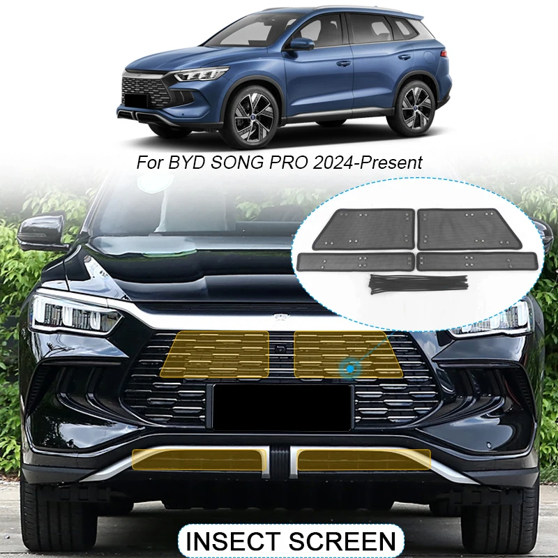 4pcs Car Insect-proof Air Inlet Protect Cover For BYD SONG PRO 2024-Present Airin Insert Vent Racing Grill Filter Net Accessory