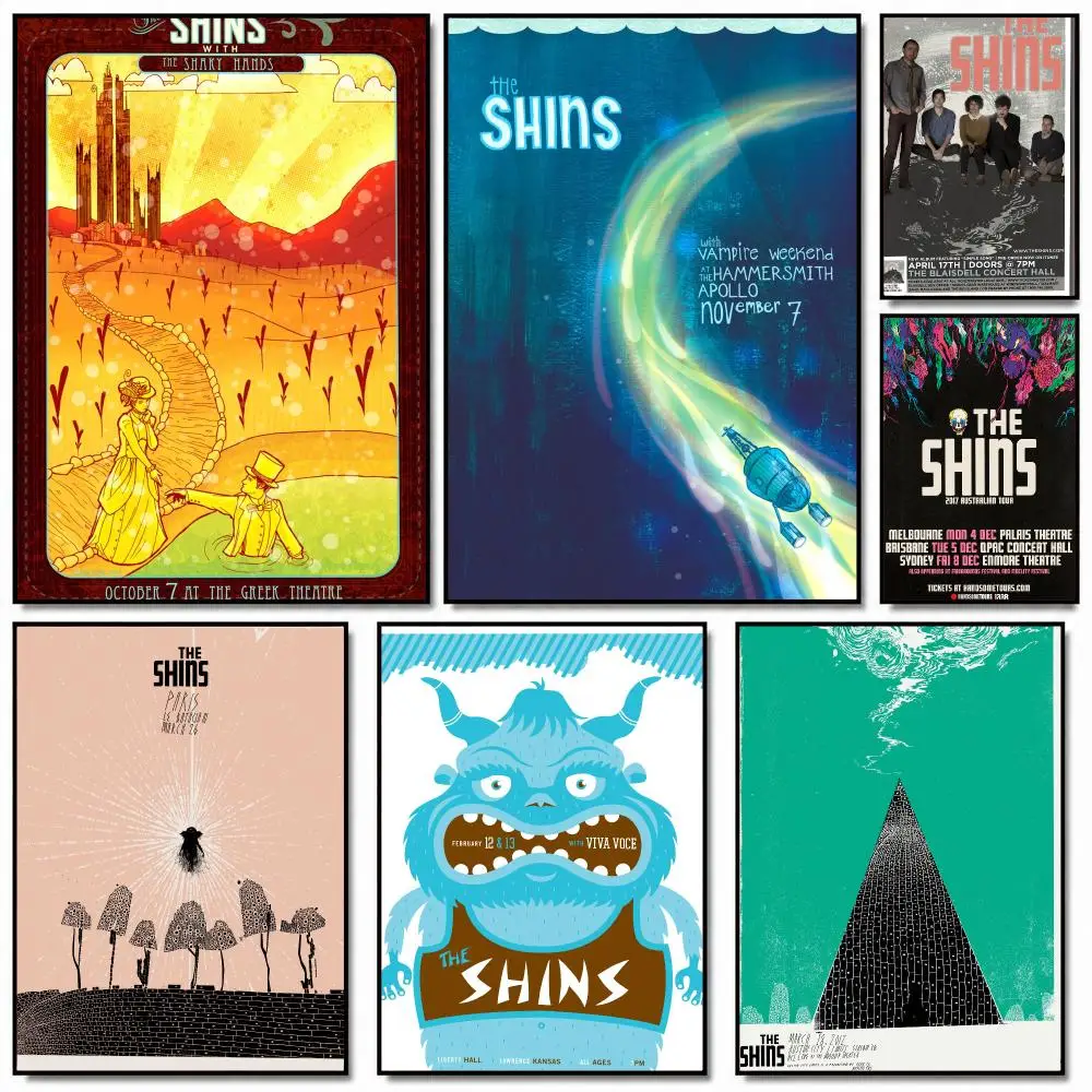 band T-The Shins-S Poster Removable Wall Sticker for Home Cafe Bar Office Interior Decor
