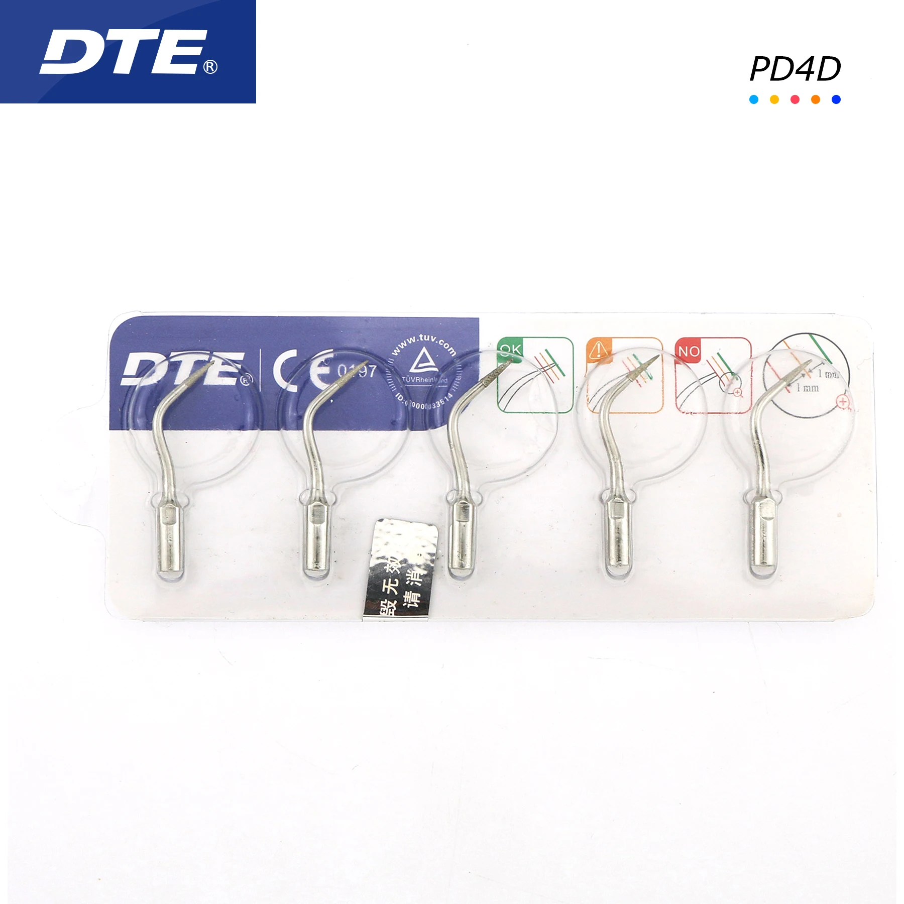 DTE dentystyczne ultradźwiękowe Piezo skaler powlekane diamentem końcówki PD4D Fit DTE/NSK SATELEC