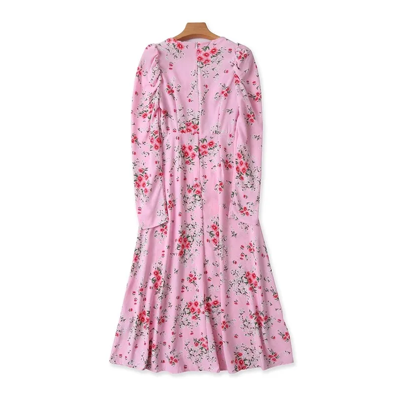 V-Ne Gonna lunga a trapezio con stampa floreale Bubble Sve Long Dr Ele Sle Summer Faion pezzo unico