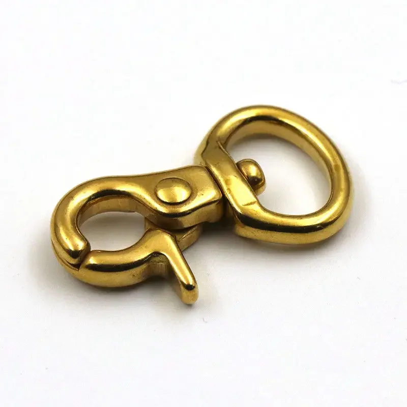 1piece Solid Brass Snap Hook Carabiner Rotatable Trigger Bolt Clip Lobster Clasps Buckle for Bag Strap Belt Pet Dog Rope Leashes