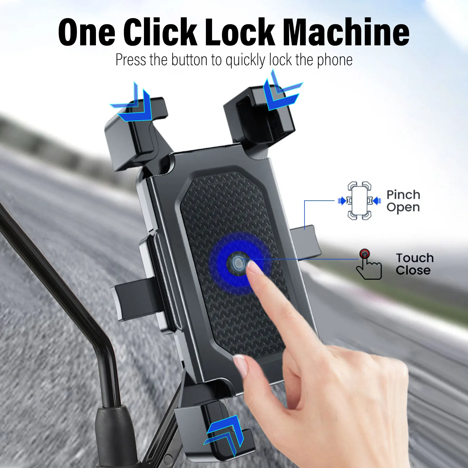 360° View Universal Bike Phone Holder  Motorcycle Cellphone Stand for 4.7-7 inch Mobile Phone GPS Bracket Shockproof Clip