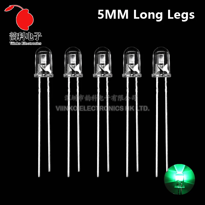 50 Stück langes Bein 3 mm 5 mm LED weiß grün rot blau gelb orange F5 28 mm F3 27 mm Länge Leuchtdio  502
