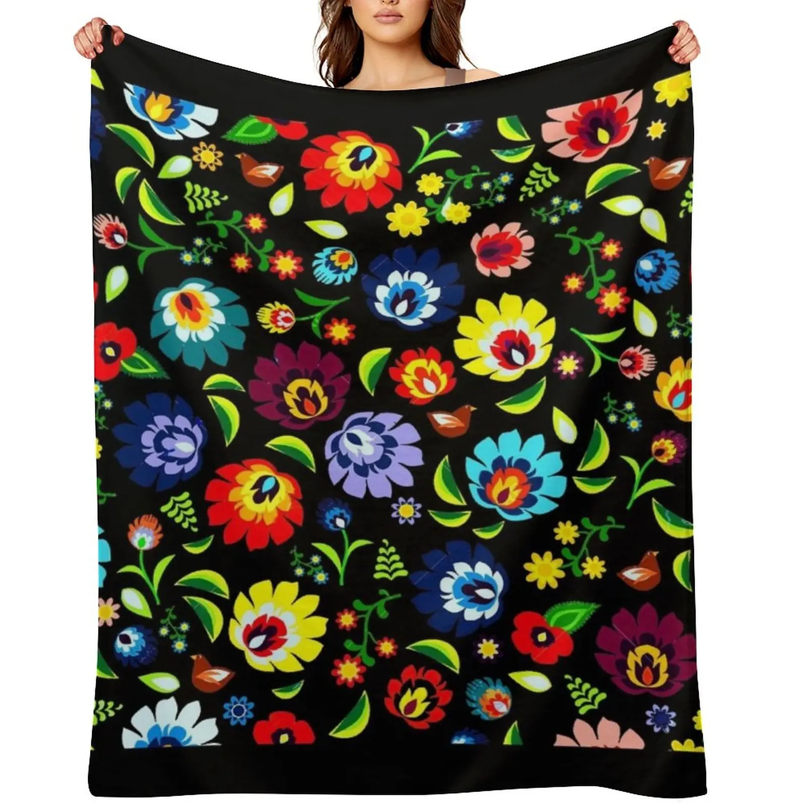 

Hungarian Folk Pattern Throw Blanket Retros Shaggy Camping Flannel Blankets