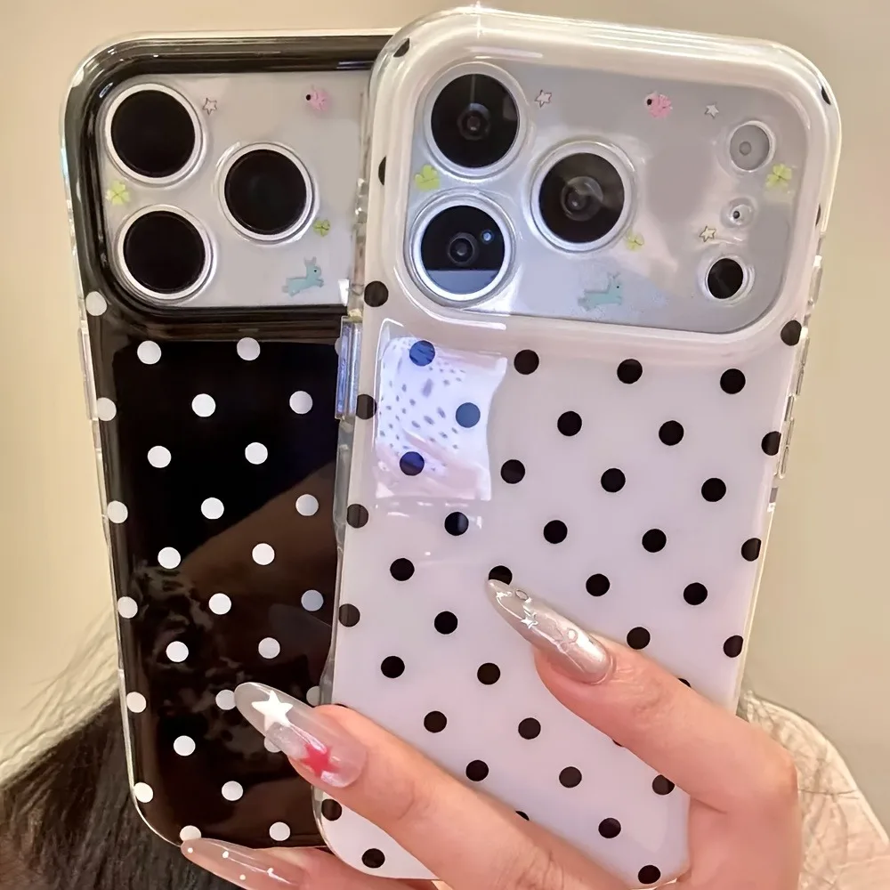 Minimalist Polka Dot Pattern Shockproof Phone Case For iPhone 11 12 13 14 15 16 17 18 Pro Max Creative Design Protection Cover