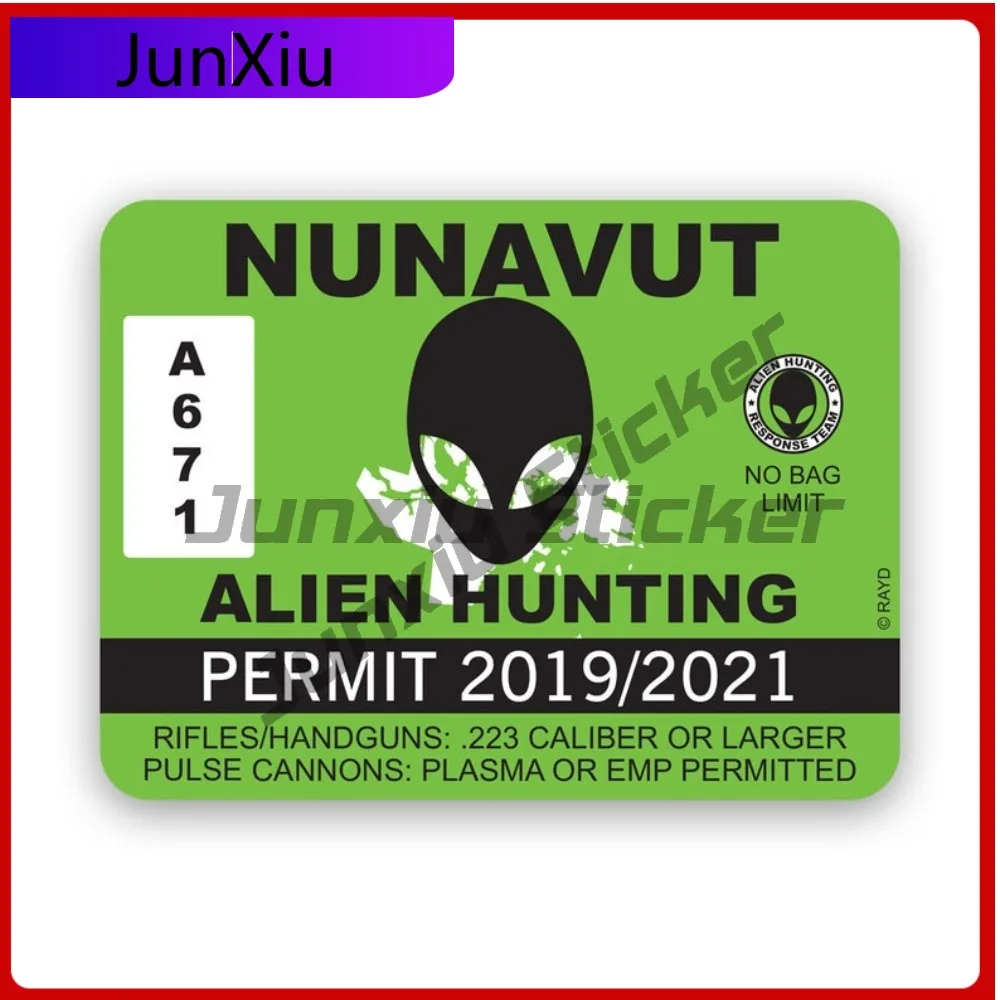 

Nunavut Alien Hunting Permit Sticker Waterproof Cool Window Waterproof Vinyl Decal For Door Trim Decor Sticker Decor Creative