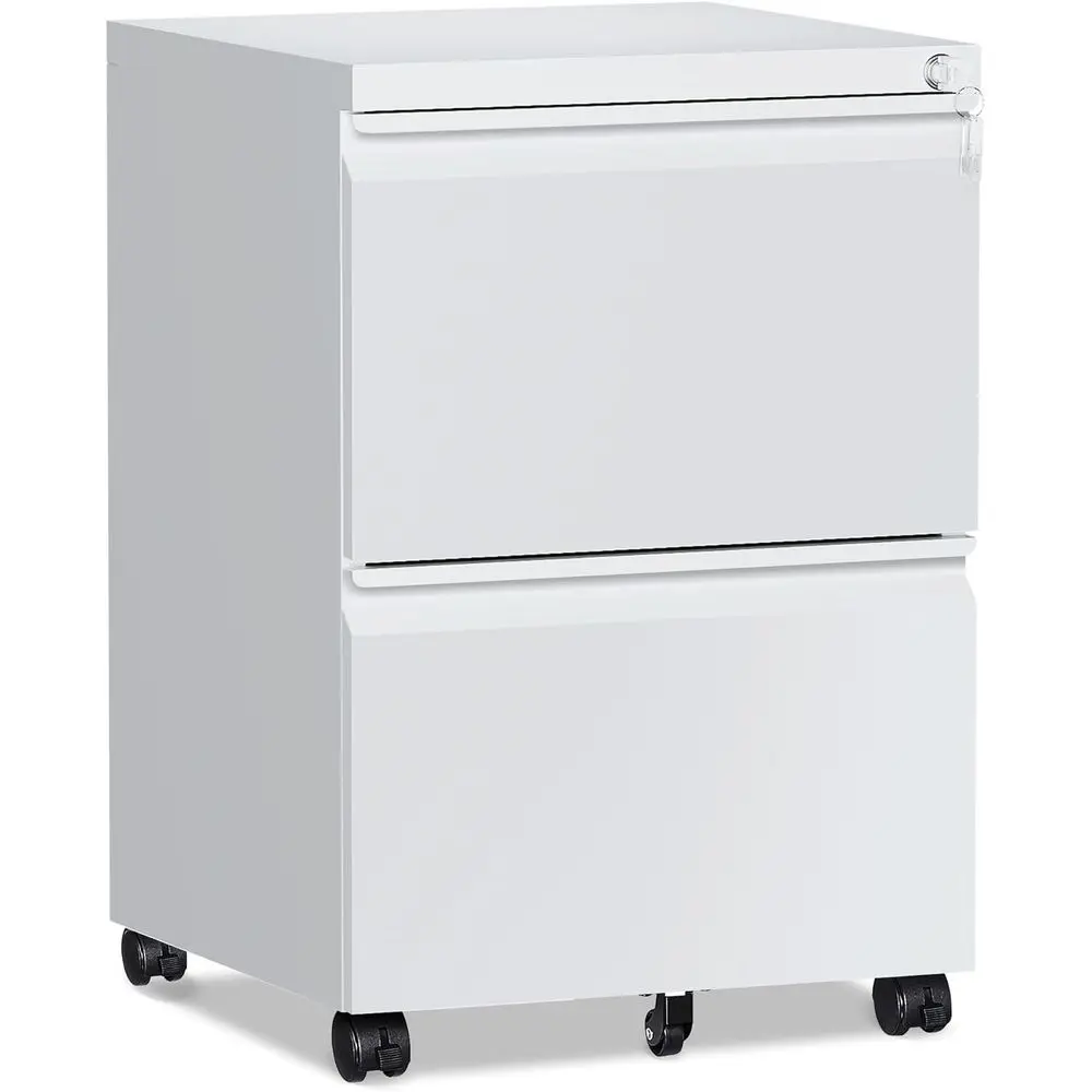 2 Der ile Cabinet，Mobile iling Cabinet with Lock and Wheels，ully Assembled Metal Under Desk ile Cabior A4/Letter/Legal Size（Whit
