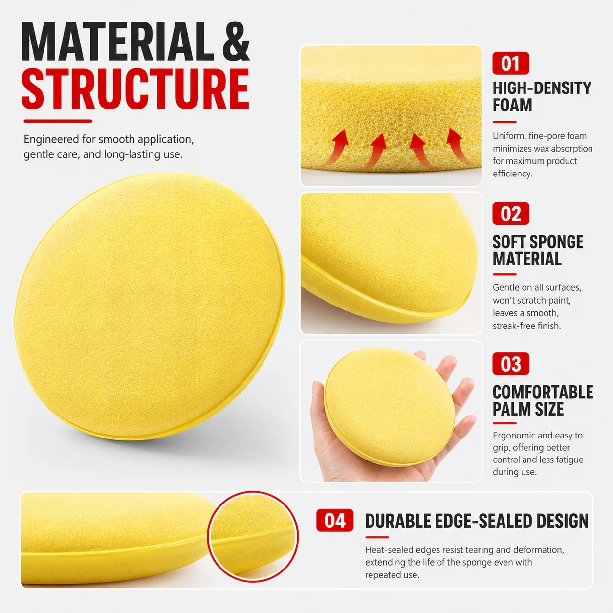 PINMOAP 3/5/12/24PCS Car Motorcycle Cleaning Sponge Wax Applicator Pad Soft Scratch Free Detailing Sponge Fit Wash Polish Care