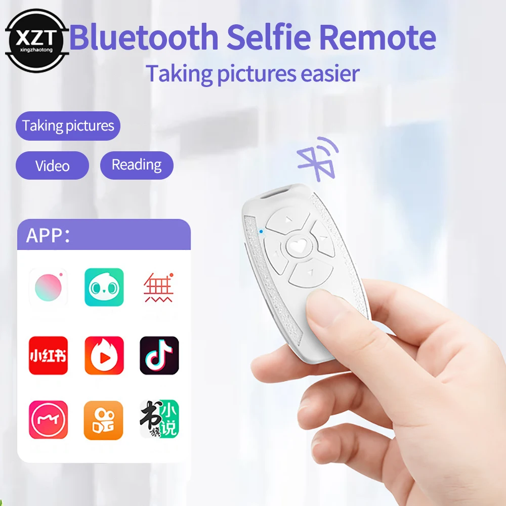 Universal Mobile Phone Selfie Camera Shutter Bluetooth-compatible Remote Control Button Buit-in Battery Rechargeable Controller