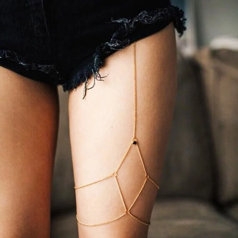 Sexy Nightclub Jewelry Simple Chain Leg Chain Thigh Body Chain, Anklet Seaside Vacation Accessories