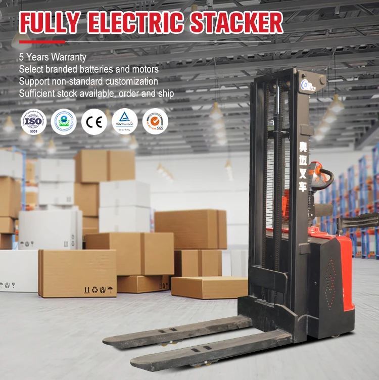 Factory Direct Sale 1.5ton 2ton Electric Pallet Stacker 1500kg 2000kg Full Electric Forklifts