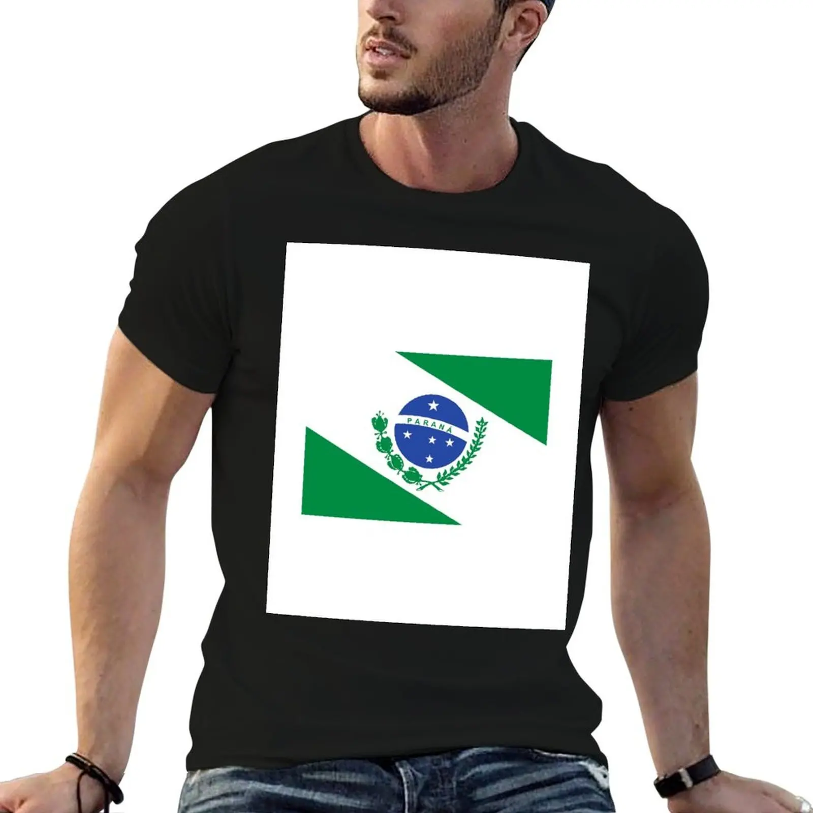 Camiseta com a bandeira do estado de Paraná, Brasil, camiseta masculina 100% algodão, camiseta masculina de luxo, camiseta para homem