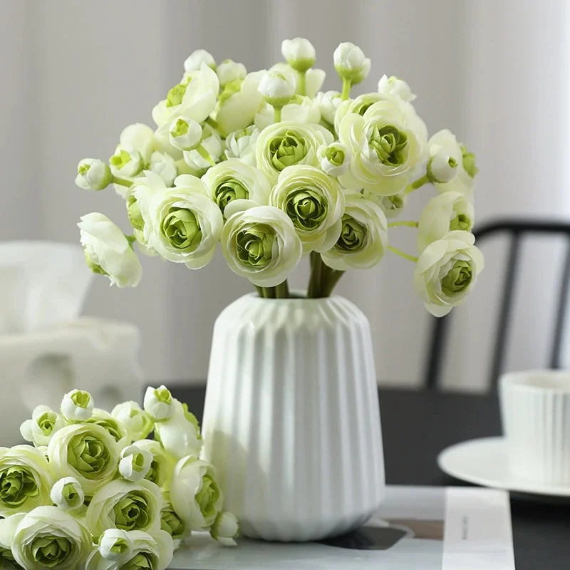 

28CM Artificial 6-piece Hand Tied Lotus Bouquet Rose Camellia Living Room Dining Table Decoration Artificial Flower Bouquet