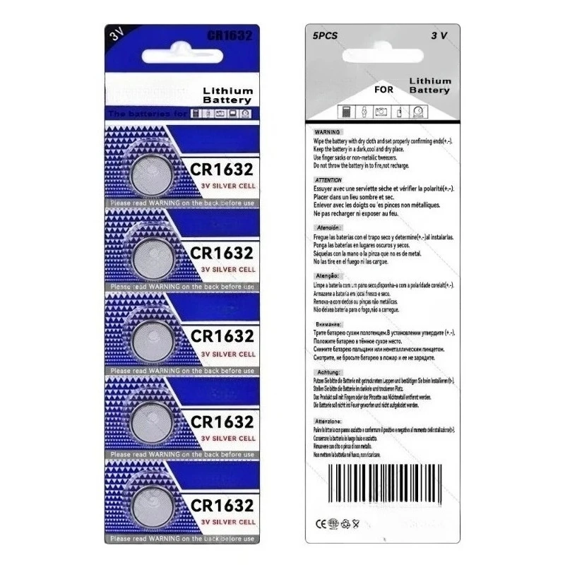 CR1632 3V 135mAh Lithium Button Battery DL1632 LM1632 BR1632 ECR1632 KCR1632 Coin Cell for Watch Remote Control Key