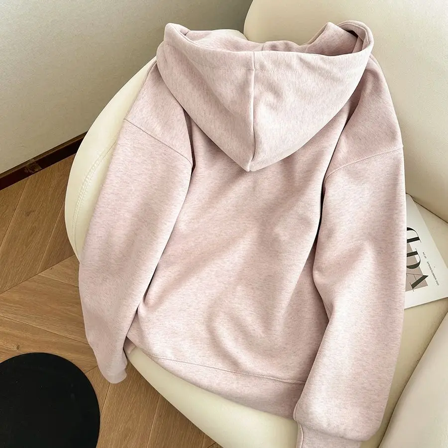 Koreaanse Sle Zoete Roze Hoodie Jaet Loose Fit Mannen Vrouwen Herfst Winter Faion Ontwerp Afslanken Top Trendy Streetwear