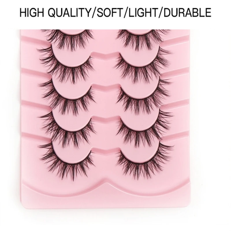 7 paar Black Fairy Manga valse wimpers dunne band dikke krullende stijve natuurlijk ogende wimpers