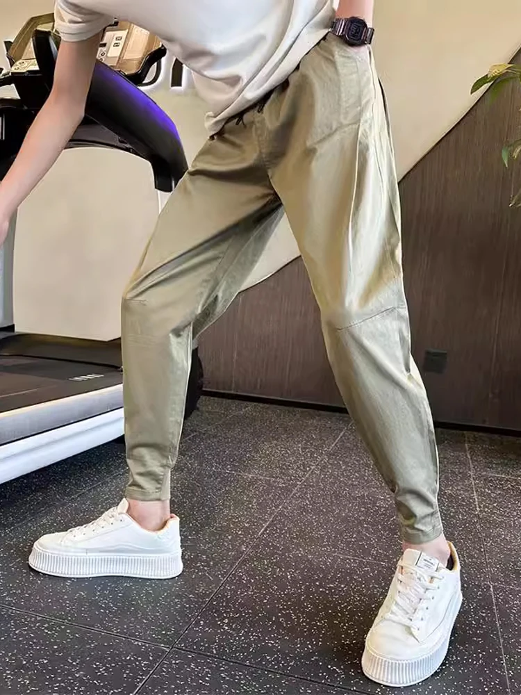 Men's Khaki Slim Fit Casual Pants Autumn Spring Faionable Versatile Comfortable Breathable mid Waist Long Pants