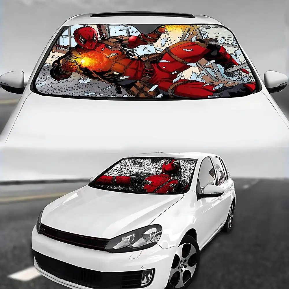 Cute-D-deadpool-S Stylish And Trendy Windshield Sunshade, Car Windshield Cover, Car Sunshade Curtain, Car Sun Protection Cover view 3