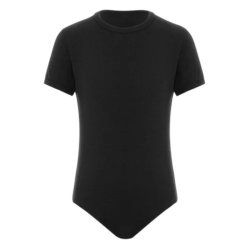 Imagen 2 del producto Traje de baile gimnástico de Ballet para niños, monos, Ropa de baile deportiva para Yoga, Color sólido, manga corta, botones de presión, leotardos en la entrepierna