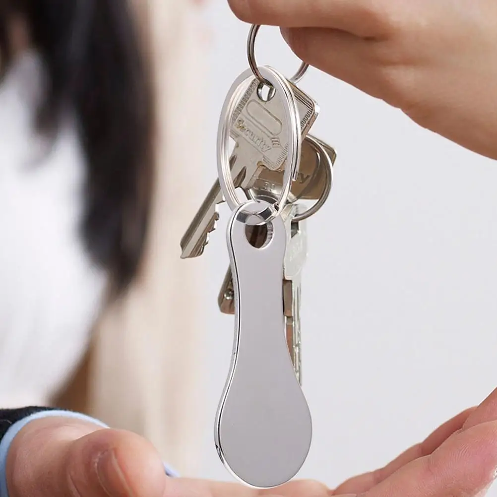 Cart Token Go Shopping Keyring Retractable Silver Stainless Steel Portable Trolley Remover