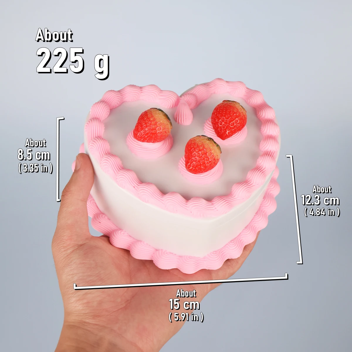 1PC Heart-Shaped Fake Cake Jewelry Box with Mirror, Vintage Style, Pink and White, Simulation Strawberry Cake