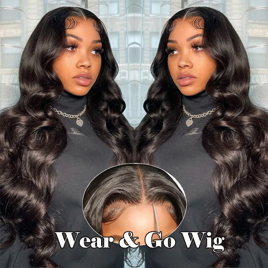 Perruque Lace Closure Wig Body Wave Brésilienne Naturelle, Cheveux Humains, 5x5 HD, Prête à vitation, Bon Marché, En Vente