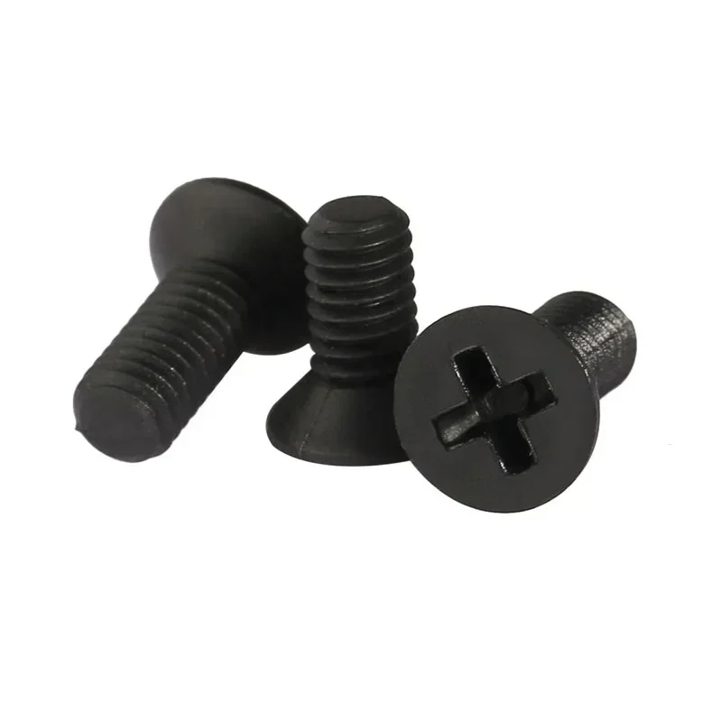 500PCS/lot BLACK M8x16 M8x20mm Nylon Countersunk Recessed Head Screw Cross Flat Head Screw Plastic Insulated Machine Screws
