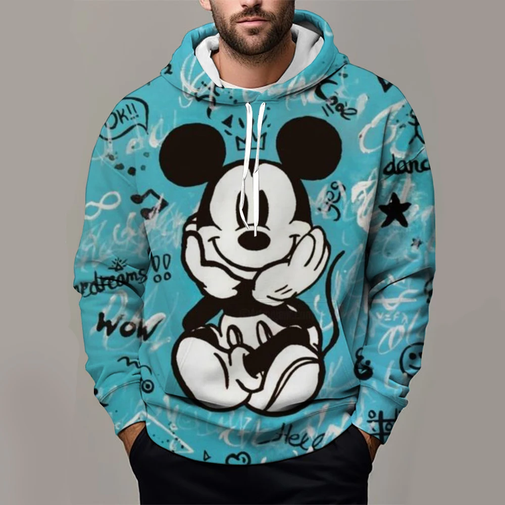 ใหม่ฤดูใบไม้ผลิและฤดูใบไม้ร่วงผู้ชายHoodies Mickey Mouseผู้ชายและผู้หญิงขนาดใหญ่เสื้อกันหนาวสบายๆรูปแบบการ์ตูนอะนิเมะฤดูใบไม้ร่วง/Wi