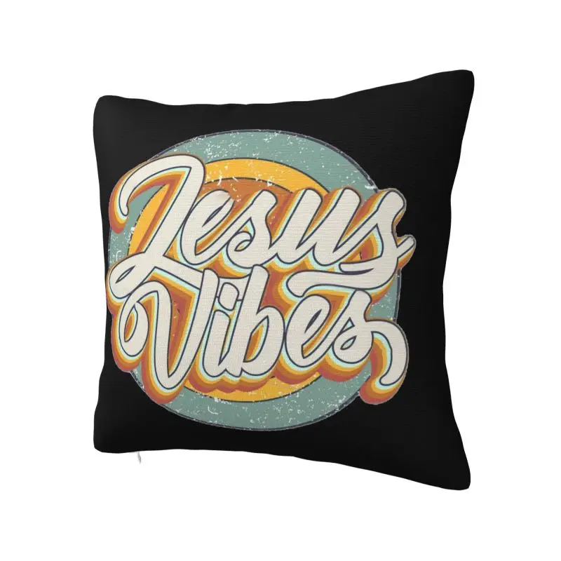 Custom Fashion Jesus Cursive Christian Cross Throw Pillow Case Home Decor Square Cushion Cover Pillowcover for Living Room