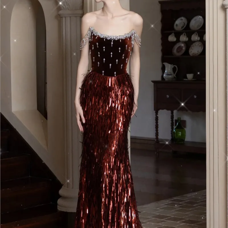 

Toasting Toasted new Burgundy fishtail slip host dress