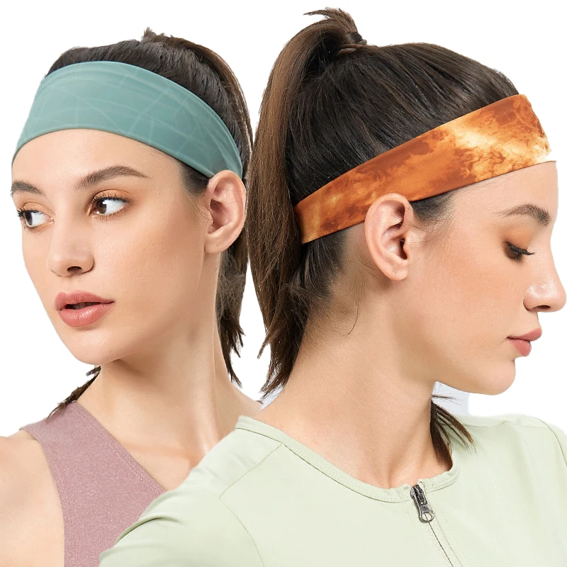 Unisex hoofdband Workout Fitness Hoofddeksels Nylon haarband Stretch Yoga Headwrap Gym Zweetband voor hardlopen Basketbal Tennis Tulband