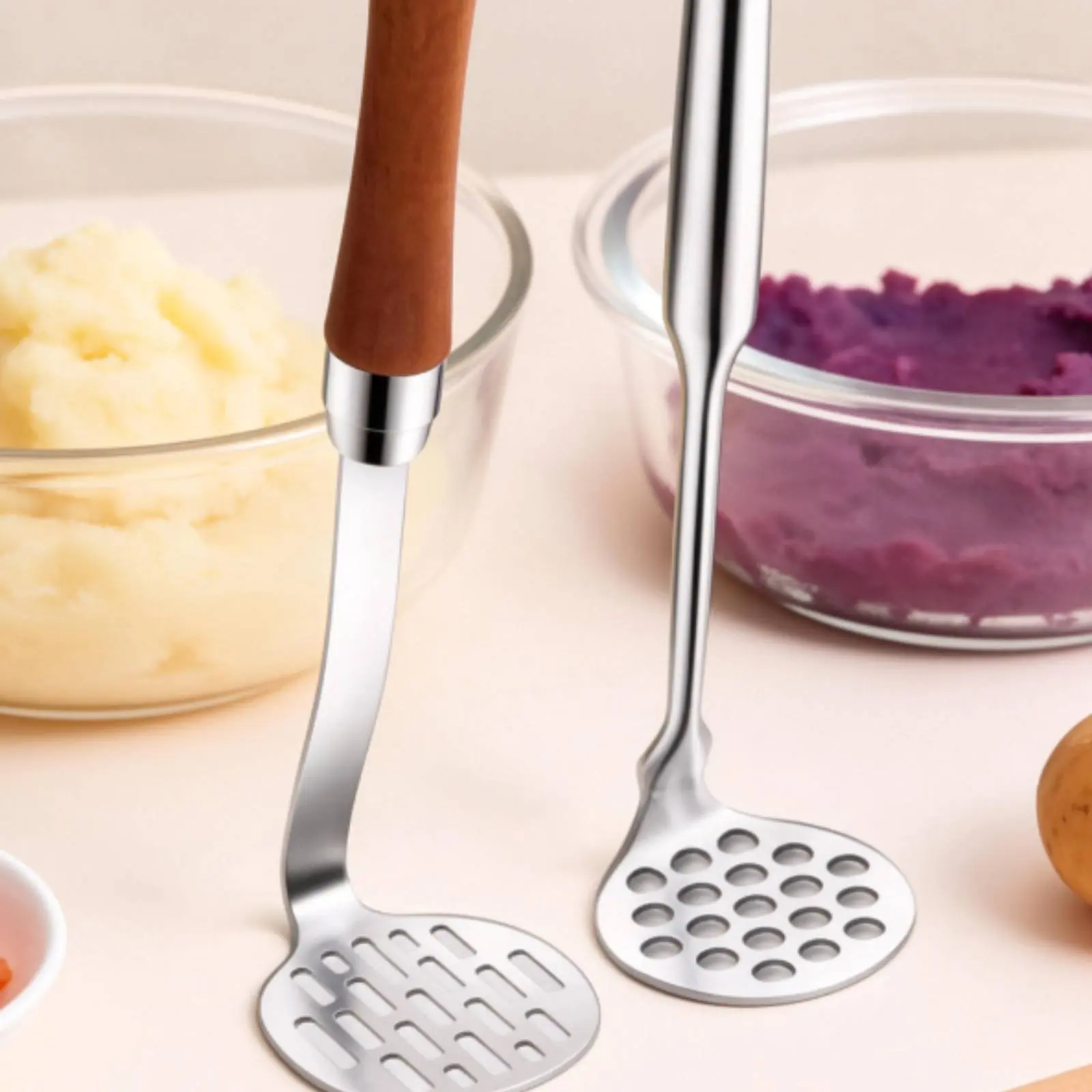 Infant Food Masher Rust Resistant Stainless Steel Masher Manual Potato Press Easy to Clean Household Tool Heavy Duty for Kitchen